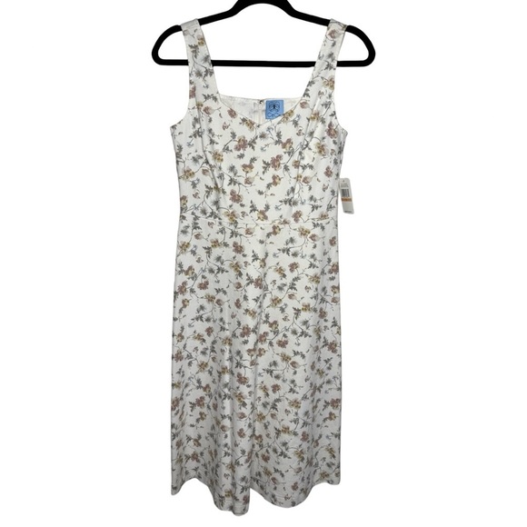 CeCe Cottagecore Midi Dress Off White Soft Floral Print NWT Women’s Size 2 - Picture 2 of 11